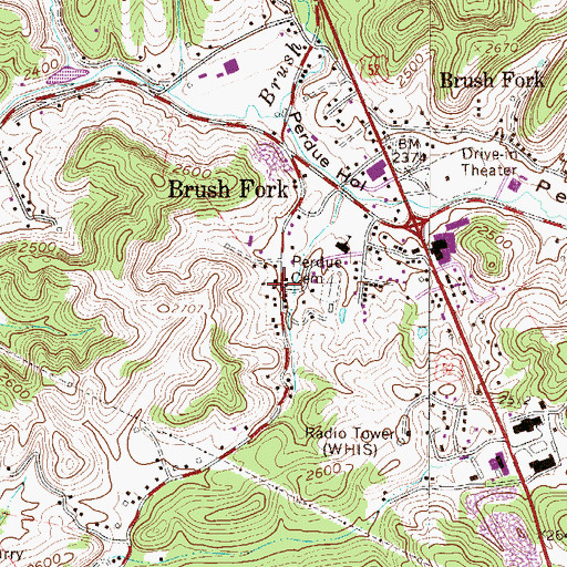 Topographic Map of Brush Fork, WV