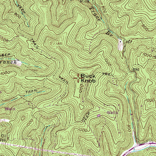 Topographic Map of Buck Knob, WV