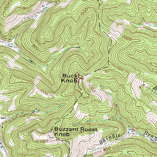 Topographic Map of Buck Knob, WV