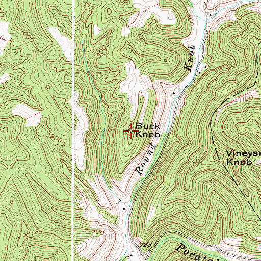Topographic Map of Buck Knob, WV