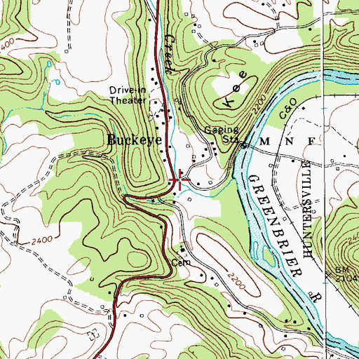 Topographic Map of Buckeye, WV
