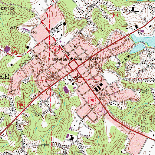 Topographic Map of First Methodist Church, AL