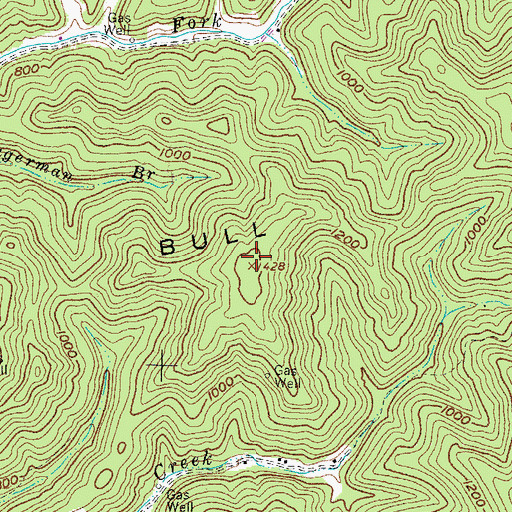 Topographic Map of Bull Mountain, WV