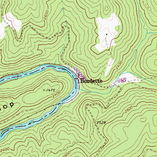 Topographic Map of Burdette, WV