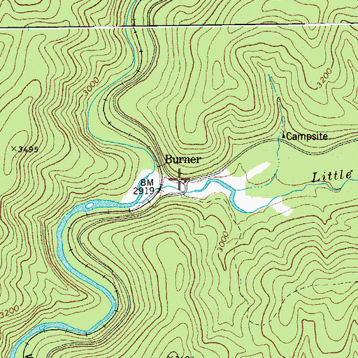 Topographic Map of Burner, WV