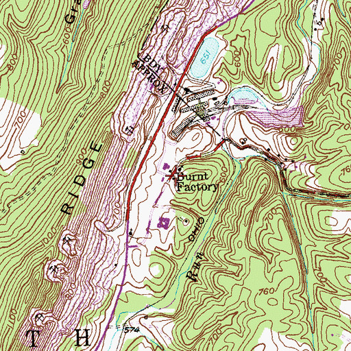 Topographic Map of Burnt Factory, WV