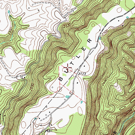 Topographic Map of Butler Mountain, WV