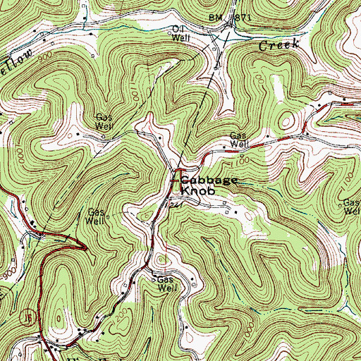 Topographic Map of Cabbage Knob, WV