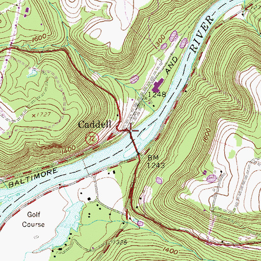 Topographic Map of Caddell, WV
