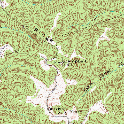 Topographic Map of Campbell Hill, WV