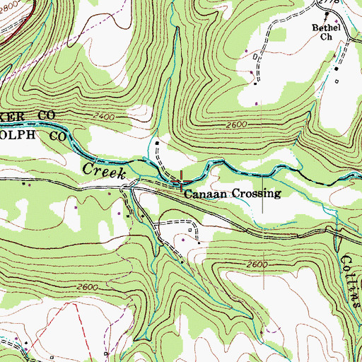 Topographic Map of Canaan Crossing, WV
