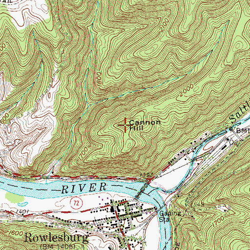 Topographic Map of Cannon Hill, WV