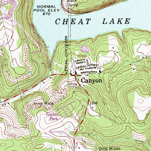 Topographic Map of Canyon, WV