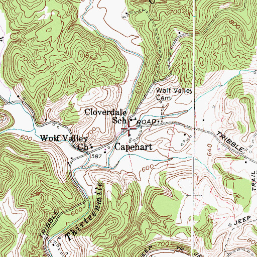 Topographic Map of Capehart, WV