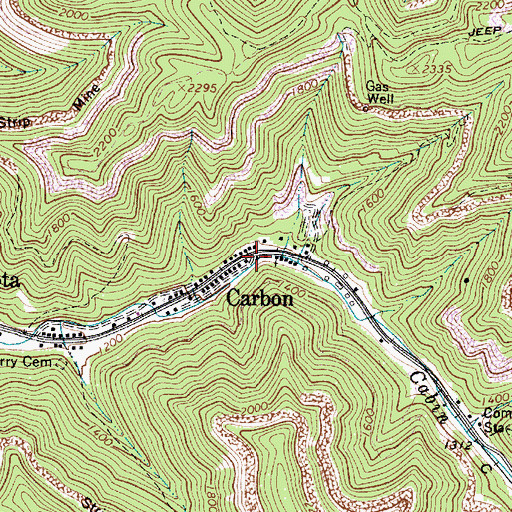 Topographic Map of Carbon, WV