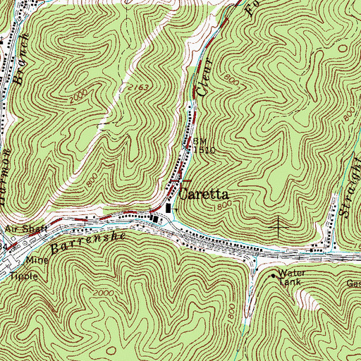 Topographic Map of Caretta, WV