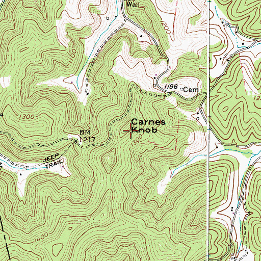 Topographic Map of Carnes Knob, WV
