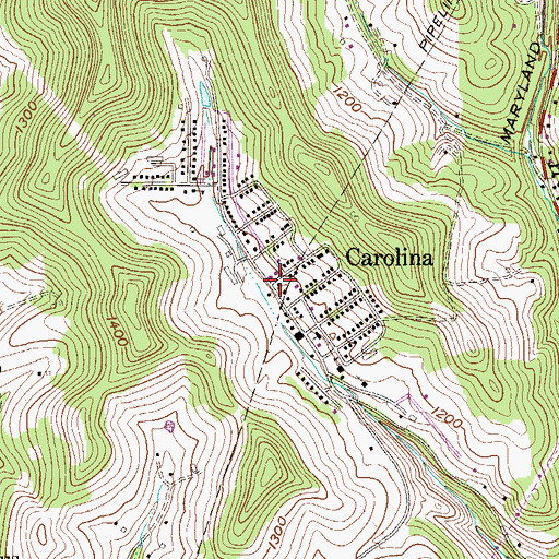 Topographic Map of Carolina, WV