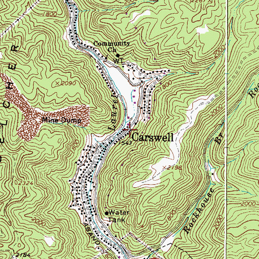 Topographic Map of Carswell, WV
