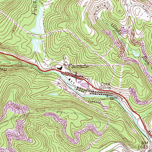 Topographic Map of Cascade, WV