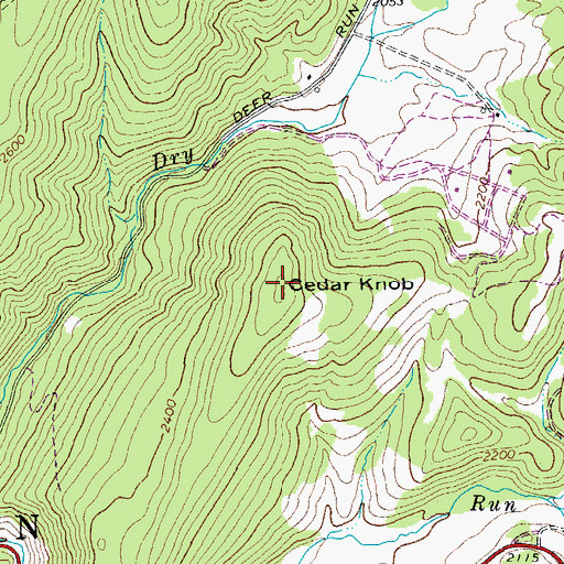 Topographic Map of Cedar Knob, WV