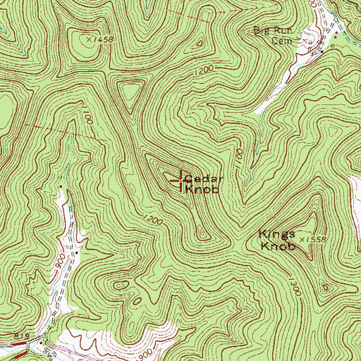 Topographic Map of Cedar Knob, WV