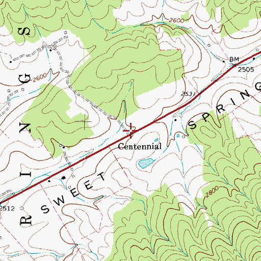 Topographic Map of Centennial, WV