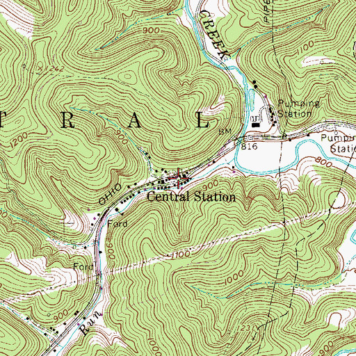 Topographic Map of Central Station, WV