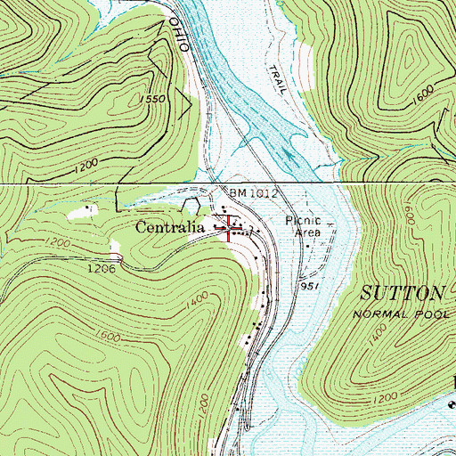Topographic Map of Centralia, WV
