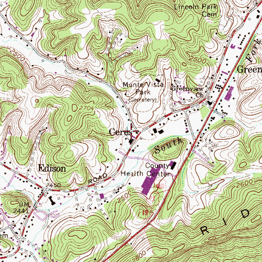 Topographic Map of Ceres, WV