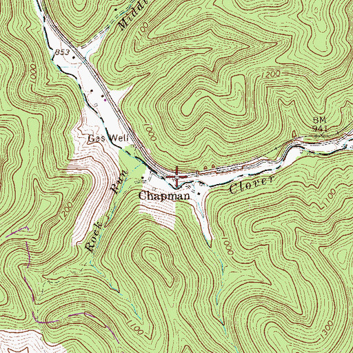 Topographic Map of Chapman, WV