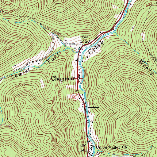 Topographic Map of Chapman, WV