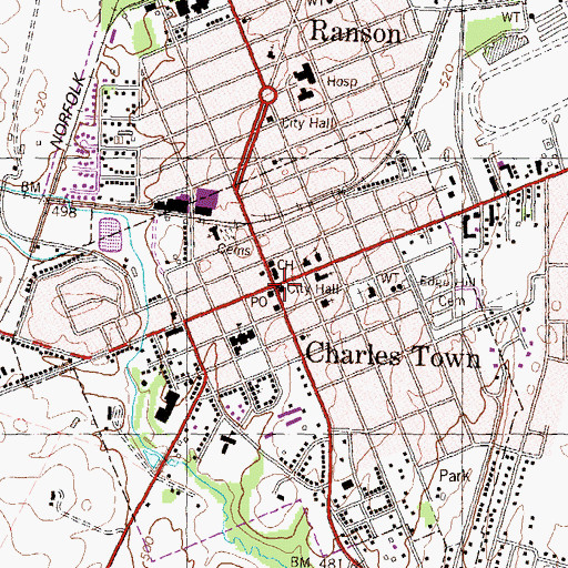 Topographic Map of Charles Town, WV