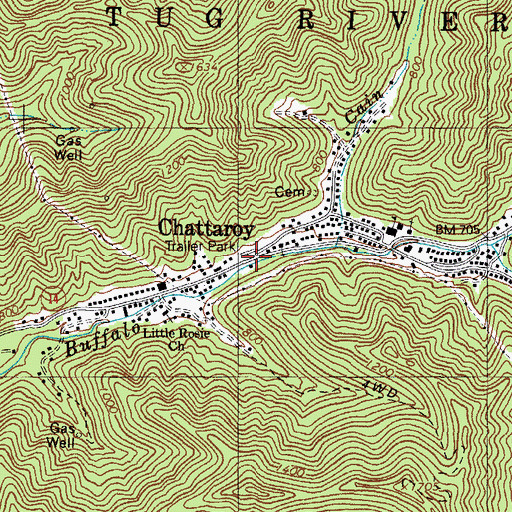 Topographic Map of Chattaroy, WV