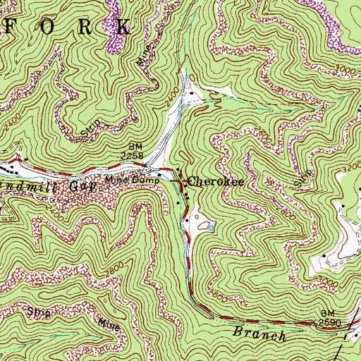 Topographic Map of Cherokee, WV