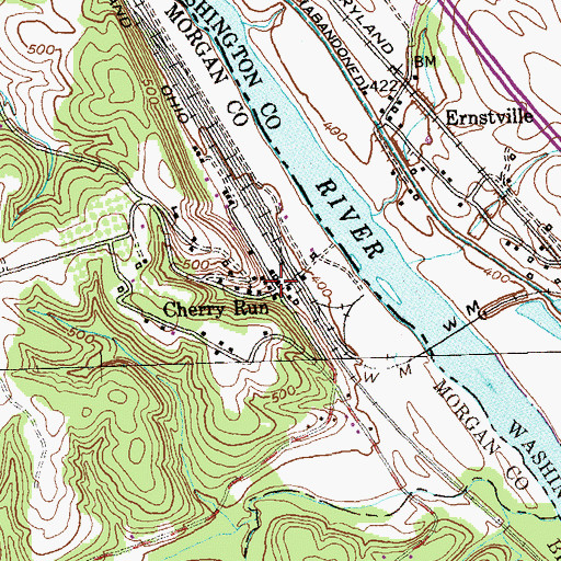 Topographic Map of Cherry Run, WV