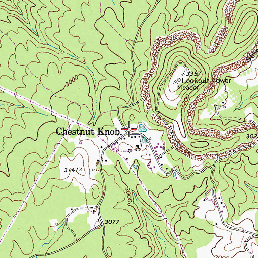 Topographic Map of Chestnut Knob, WV