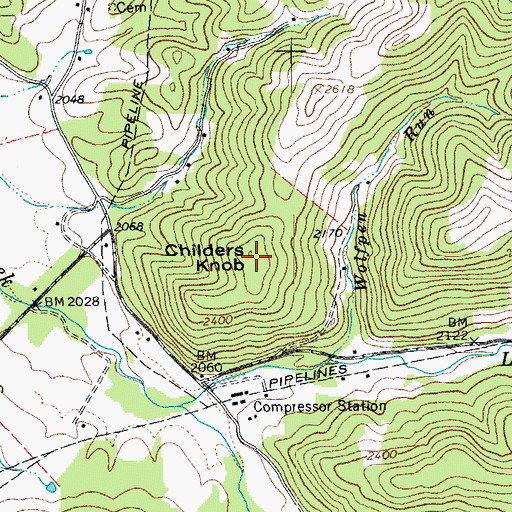 Topographic Map of Childers Knob, WV
