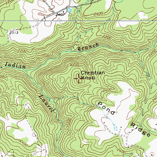 Topographic Map of Christian Knob, WV