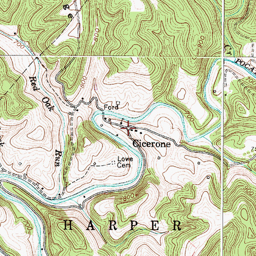 Topographic Map of Cicerone, WV