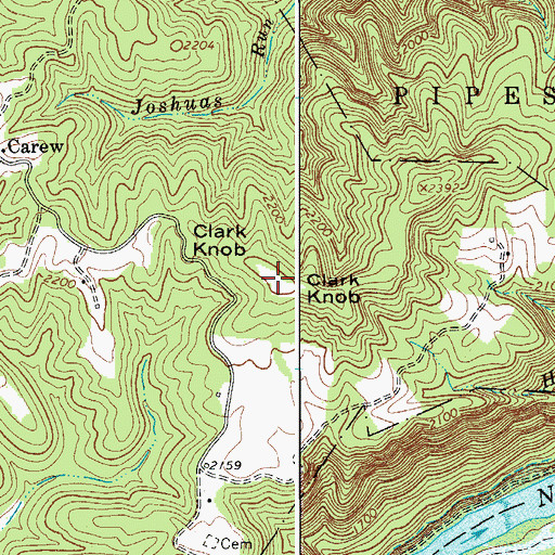 Topographic Map of Clark Knob, WV