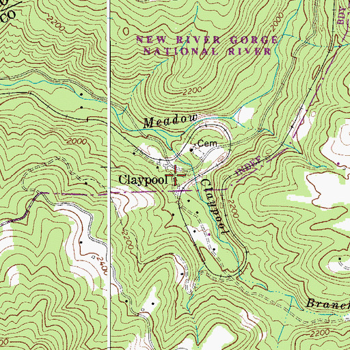 Topographic Map of Claypool, WV