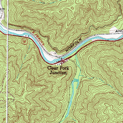 Topographic Map of Clear Fork Junction, WV