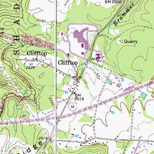 Topographic Map of Clifftop, WV