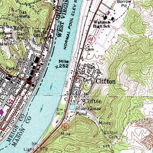 Topographic Map of Clifton, WV