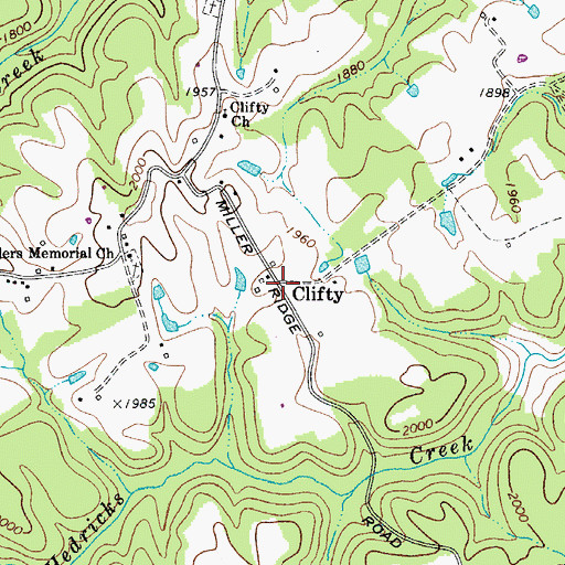 Topographic Map of Clifty, WV