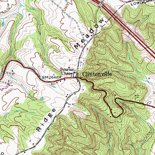 Topographic Map of Clintonville, WV