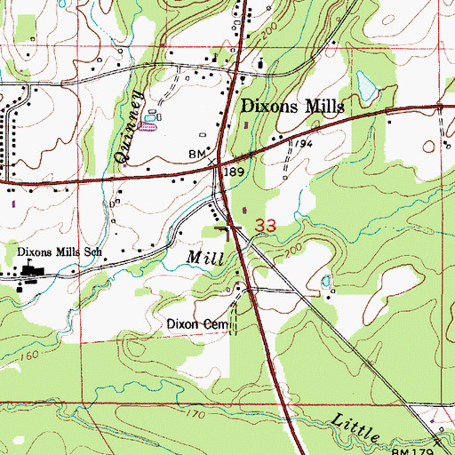 Topographic Map of Rock Babylon Missionary Baptist Church, AL