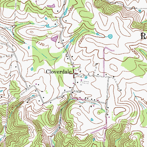 Topographic Map of Cloverdale, WV