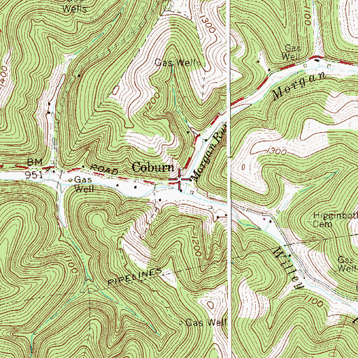 Topographic Map of Coburn, WV